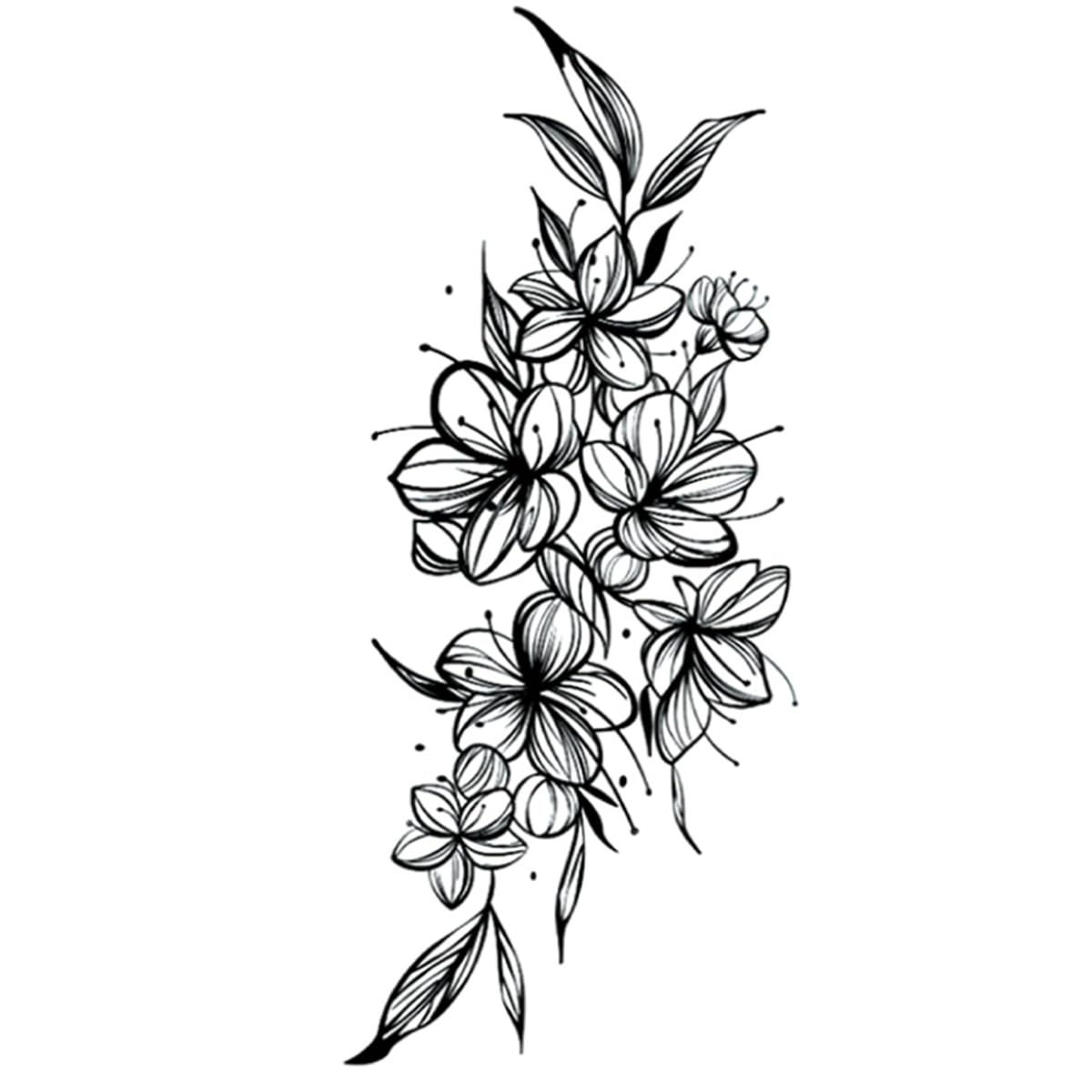 INKARTLINK Tattoo Tech, 2 Sheets Large Semi Permanent Tattoo, Adult Art Design Temporary Tattoos, Lasts 1-2 Weeks, Waterproof, Realistic Look, No Adhesive, No Reflection (Plain Flower Design)