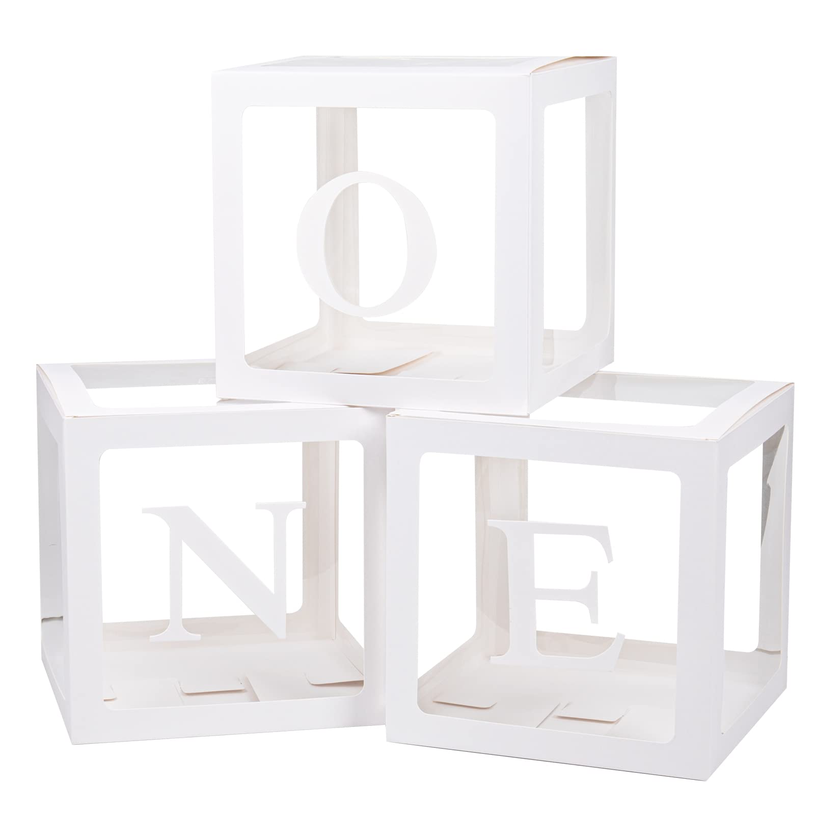 Keencopper First Birthday Decorations For Boy Or Girl, 3 Pcs ONE Balloon Boxes For 1st Birthday