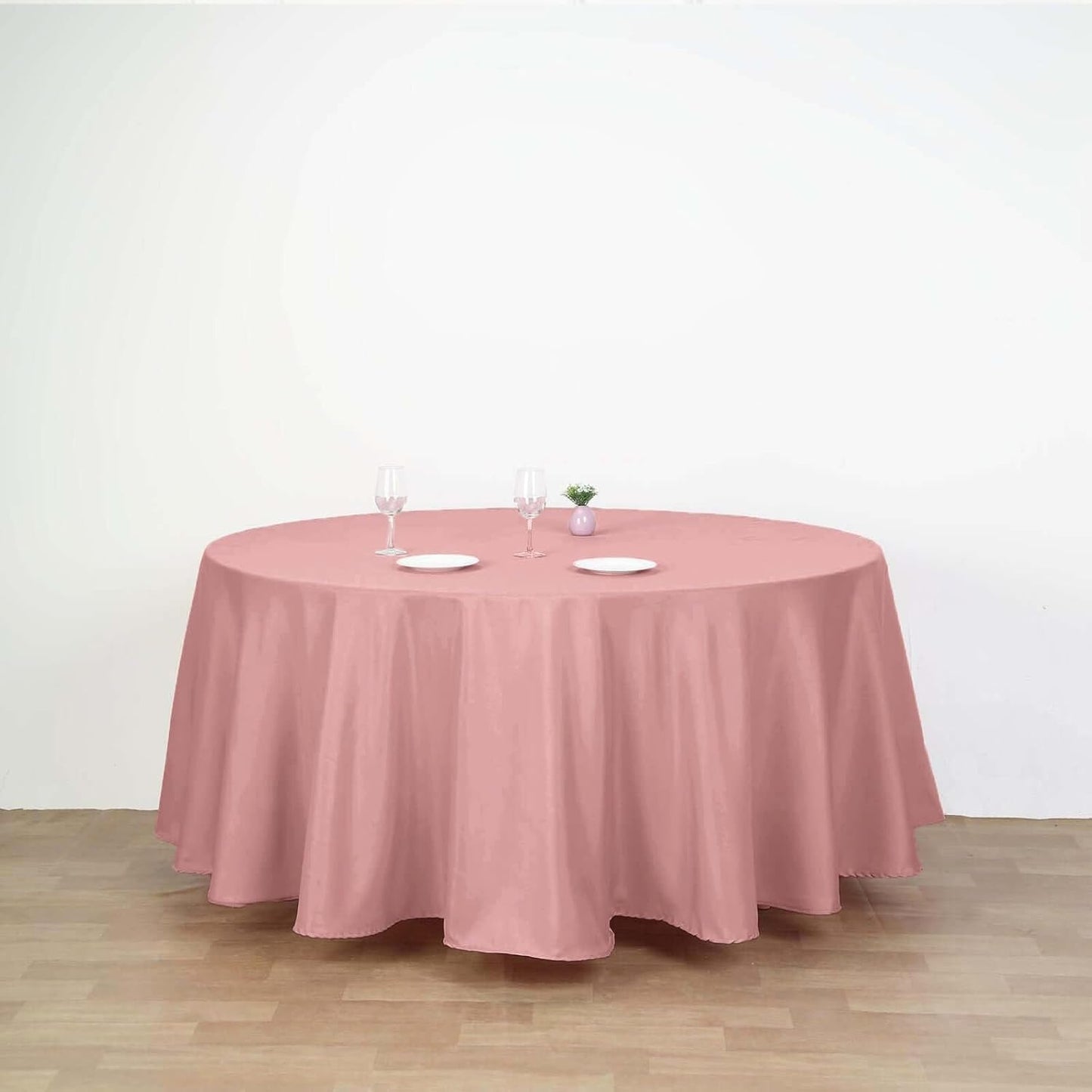 Efavormart Round Tablecloth, 120 Inch Stain & Wrinkle Resistant Washable Table Cloth, Decorative Polyester Fabric Table Cover for Banquet, Wedding, Dining - Dusty Rose