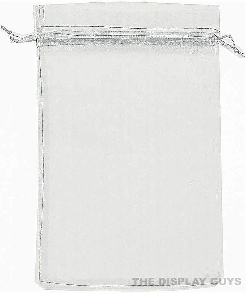 TheDisplayGuys 48-Pack 6x8 Silver Sheer Organza Gift Bags with Drawstring, Goodie Bags for Jewelry, Candy, Treat, Wedding Favors Small Mesh, Mother's Day, Father's Day