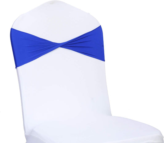 VDS Pack of 250 PCS | Royal Blue | Spandex Chair Sashes Bows Without Buckle | Stretch Elastic Banquet Universal Folding Chair Band Tie with for Wedding Party Conference Celebration Event Decoration