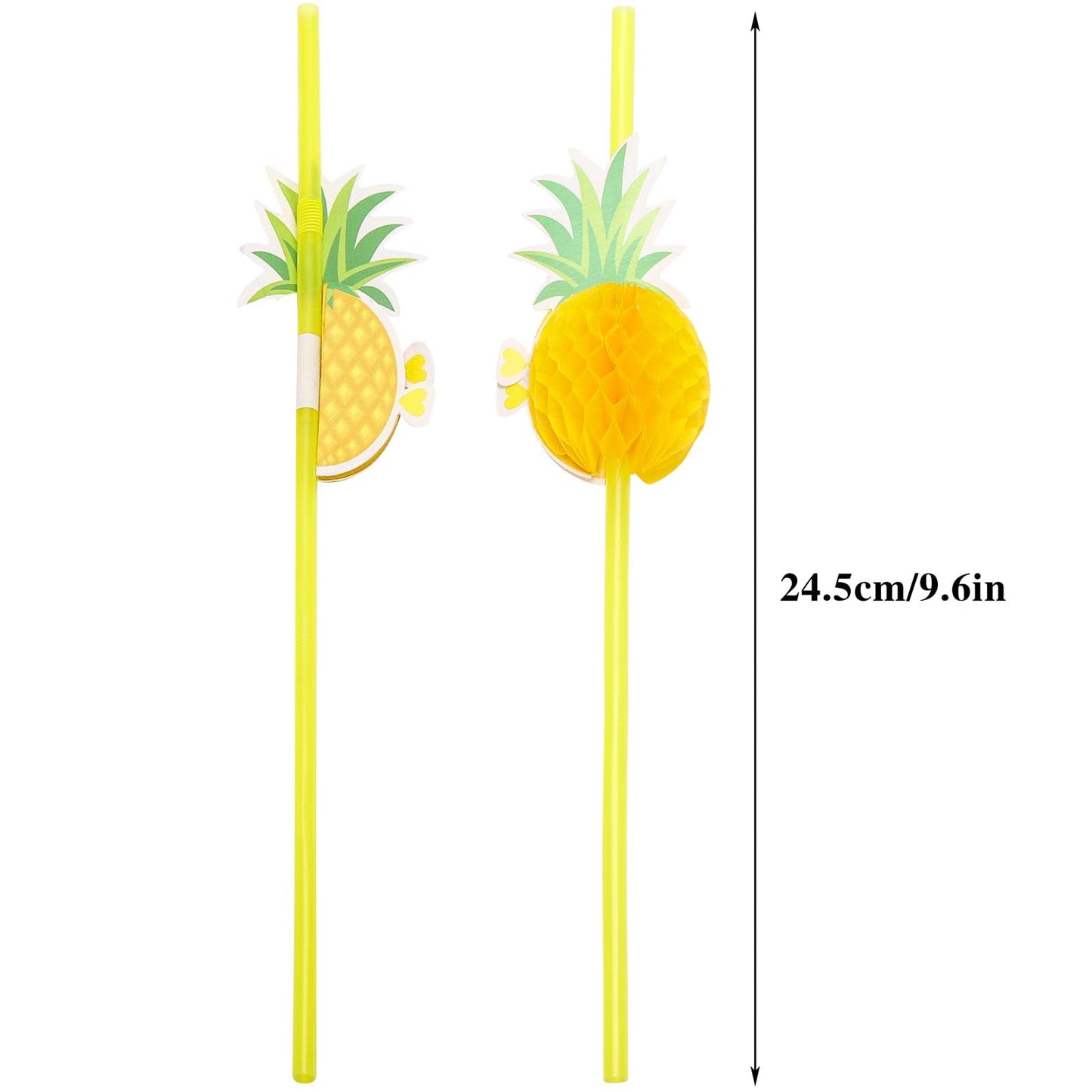 100PCS Flamingo Fruit Straws,Disposable Plastic Drinking Straws,Tropical Hawaiian Beach Summer Pool