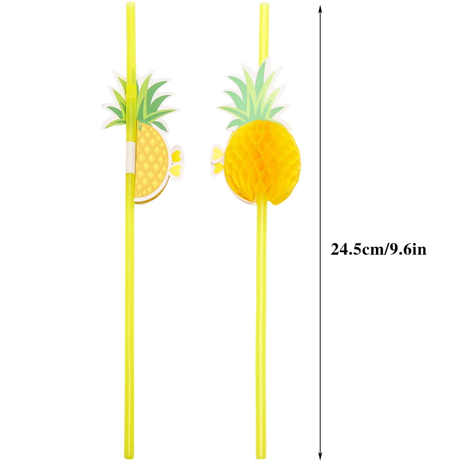 100PCS Flamingo Fruit Straws,Disposable Plastic Drinking Straws,Tropical Hawaiian Beach Summer Pool