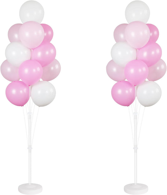 IMISNO Balloon Column Kit for Floor- Set of 2,Balloon Columns with Stand, Base and Pole,Balloon Tower Backdrop Decoration for Wedding, Baby Shower, Birthday Party, or Bachelorette Parties (PINK)