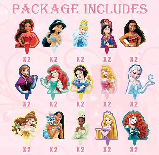 30 Pcs Cute Princess Cartoon Cake Toppers, Cupcake Decorations Birthday Cake, Cute Anime Princess