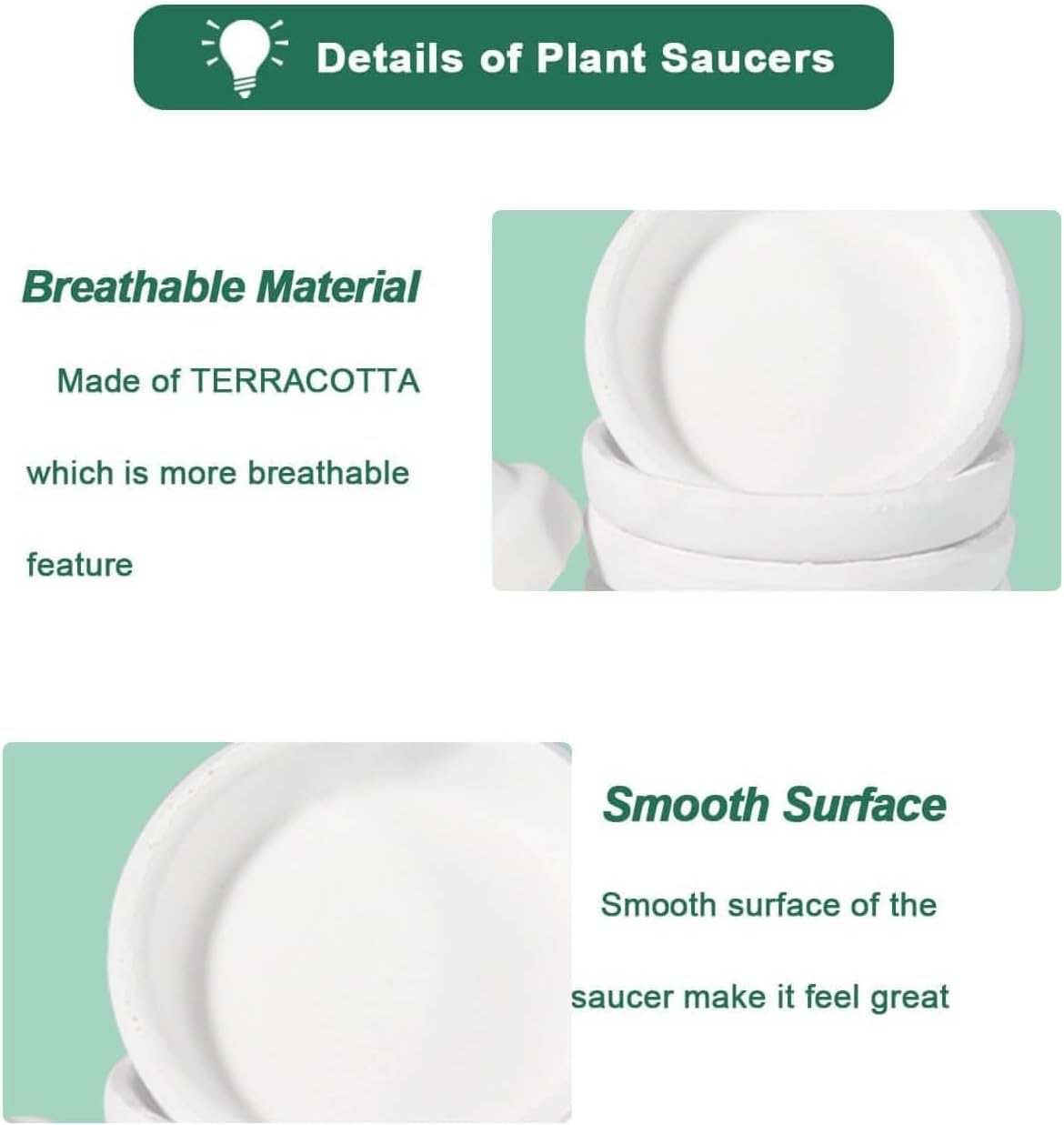 vensovo 2 Inch White Terracotta Plant Saucer Pots Tray - 12 pcs Mini Planter Saucers for Indoor & Outdoor Plants, Small Clay Trays Perfect for 1 Inch 1.5Inch Flower Pot