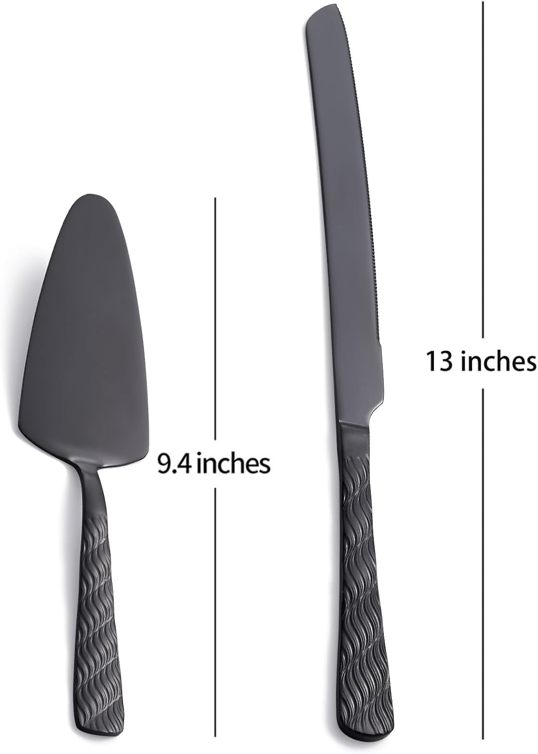 Black Cake Cutting Set, Stainless Steel Cake Knife and Server Set, Cake Pie Cutter Set for Wedding, Birthday, Party