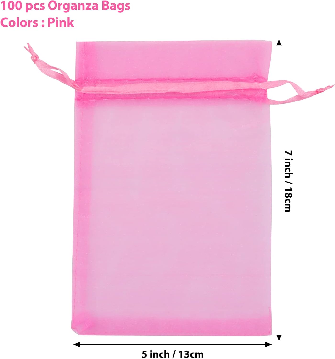 ANZNKU 100 Pack Organza Bags 4 x 6 inch Sheer Drawstring Small Mesh Bags for Candy Jewelry Party Wedding Christmas Favor Gift Bags(Hot Pink)