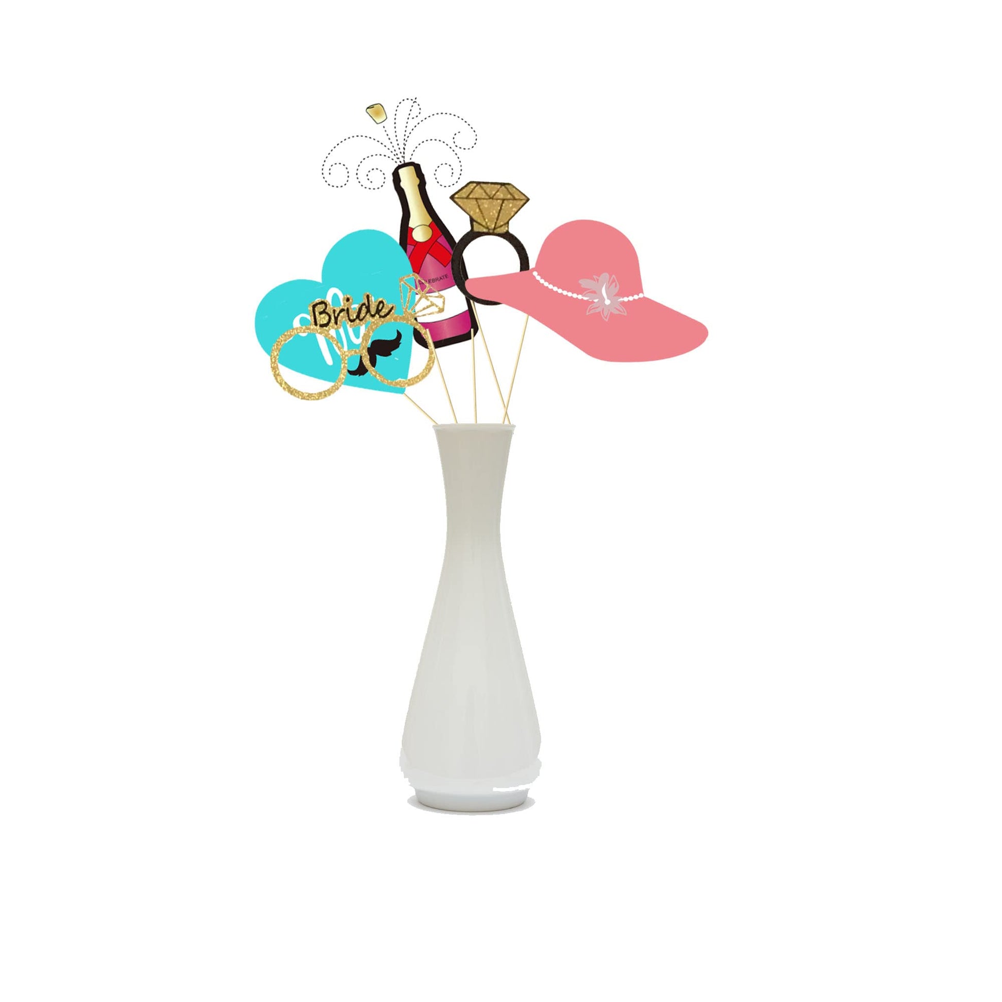 52 Pcs Wedding Photo Booth Props Kit, DIY Funny Bridal Shower Photo Props for Engagement Party