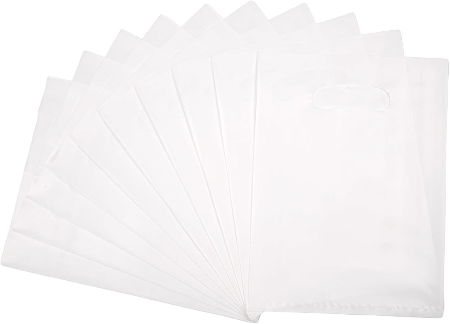 100 PCS White Small Gift Bags, 6"x8" Party Favor Goodie Bags, Treat Retail Pouches with Handle for Kids Birthday, Christmas, Small Businesses