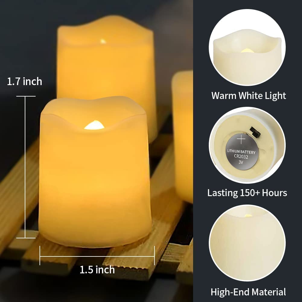 SHYMERY Flameless Votive Candles,Flameless Flickering Electric Fake Candle,24 Pack 200+Hour Battery