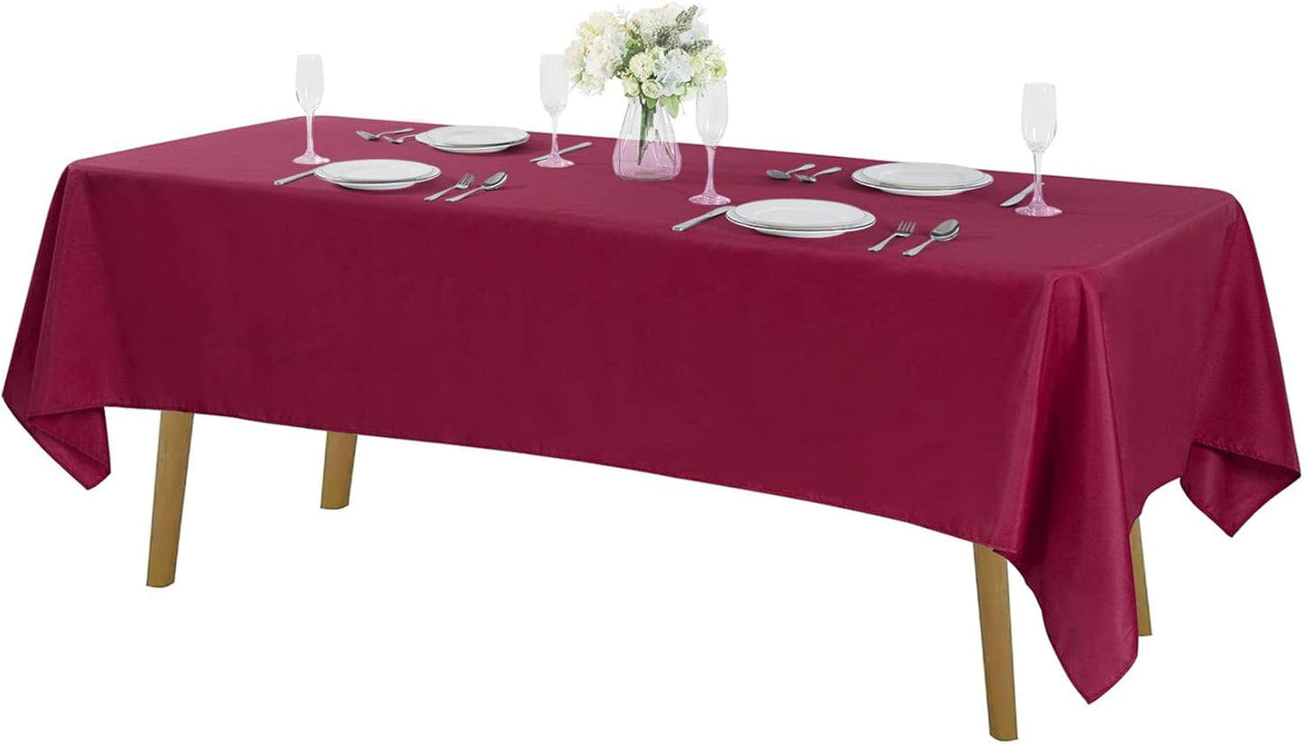 Rectangle Tablecloth 60x120 inch Washable Polyester Fabric Table Cloth for Wedding Party Dining Banquet Decoration（60x120, Burgundy）