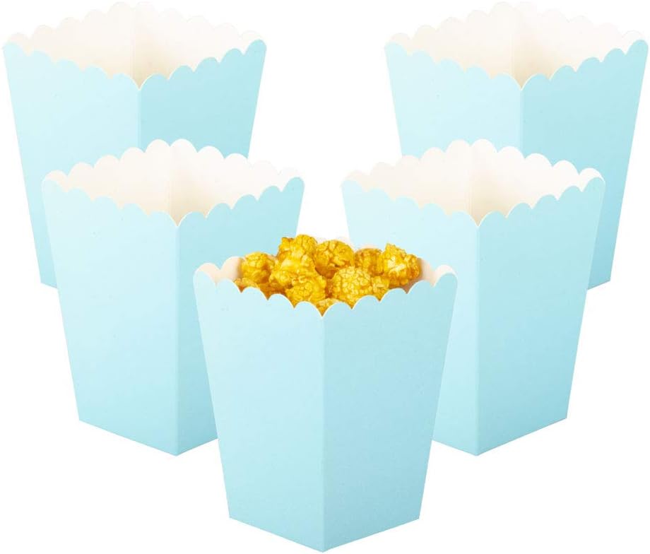 YESON Light Blue Popcorn Boxes Mini Paper Popcorn Box for Party,Pack of 36