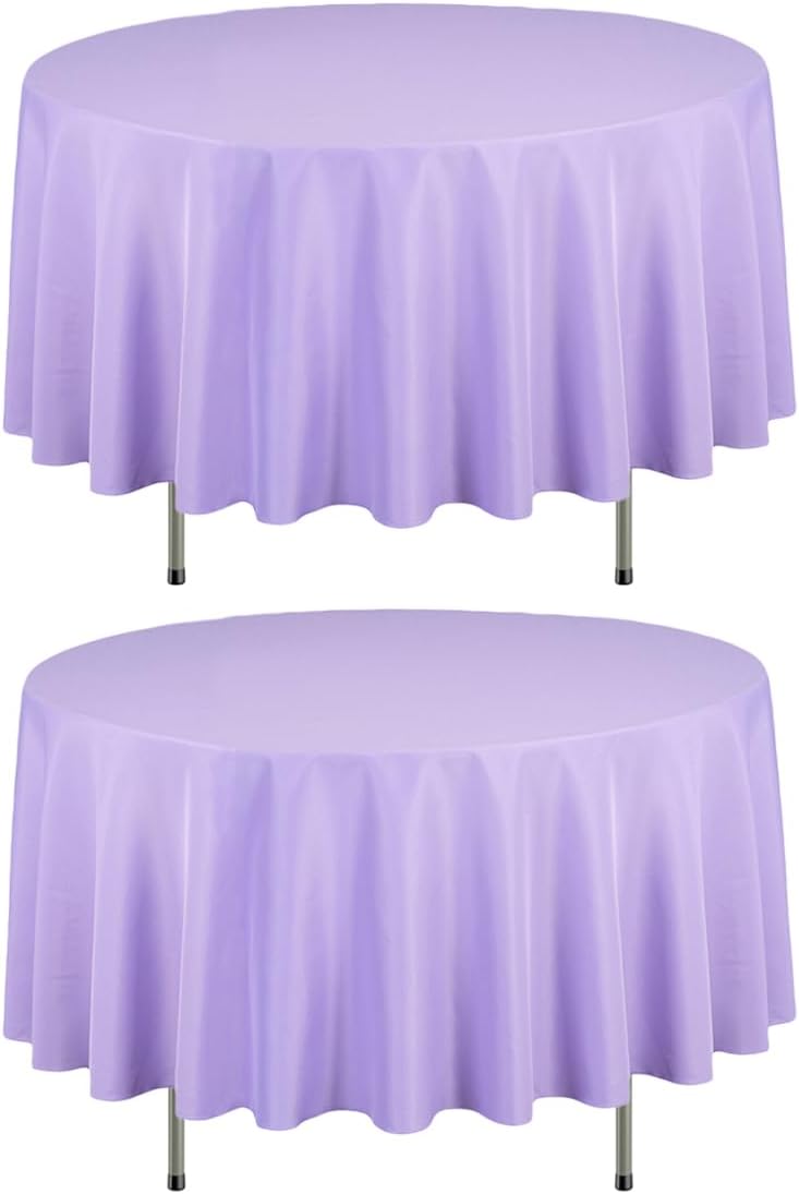 LTC LINENS 2 Pack 90 Inch Round Tablecloth Lavender - Wrinkle Resistant Table Cloth for Round Table -Washable Polyester Fabric Table Cover for Wedding, Party