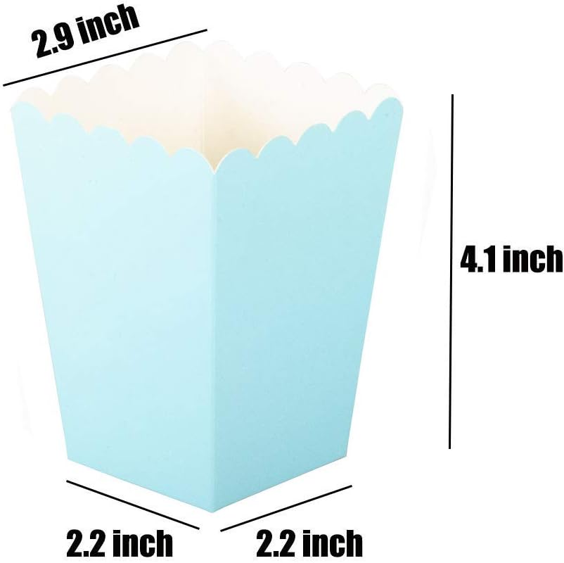 YESON Light Blue Popcorn Boxes Mini Paper Popcorn Box for Party,Pack of 36