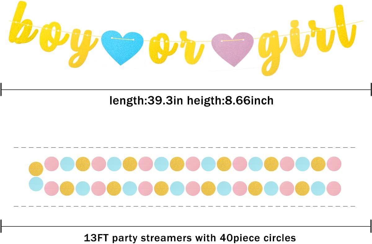 Gender Reveal Decorations Blue Pink - 23pcs Tissue Paper Flowers Pom Poms Boy Or Girl Banner Tassel Garland Streamers Baby Party Supplies Gender Reveal Theme Gold Hanging Decor Ideas