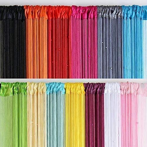 Beaded Curtain Beads Door String Curtains Ideal for Living Room Decor Wall Hanging Fringe Doorway Divider Bedroom Backdrop Hippie Window Closet Privacy Rod Pocket Dense (100x200cm,Black)