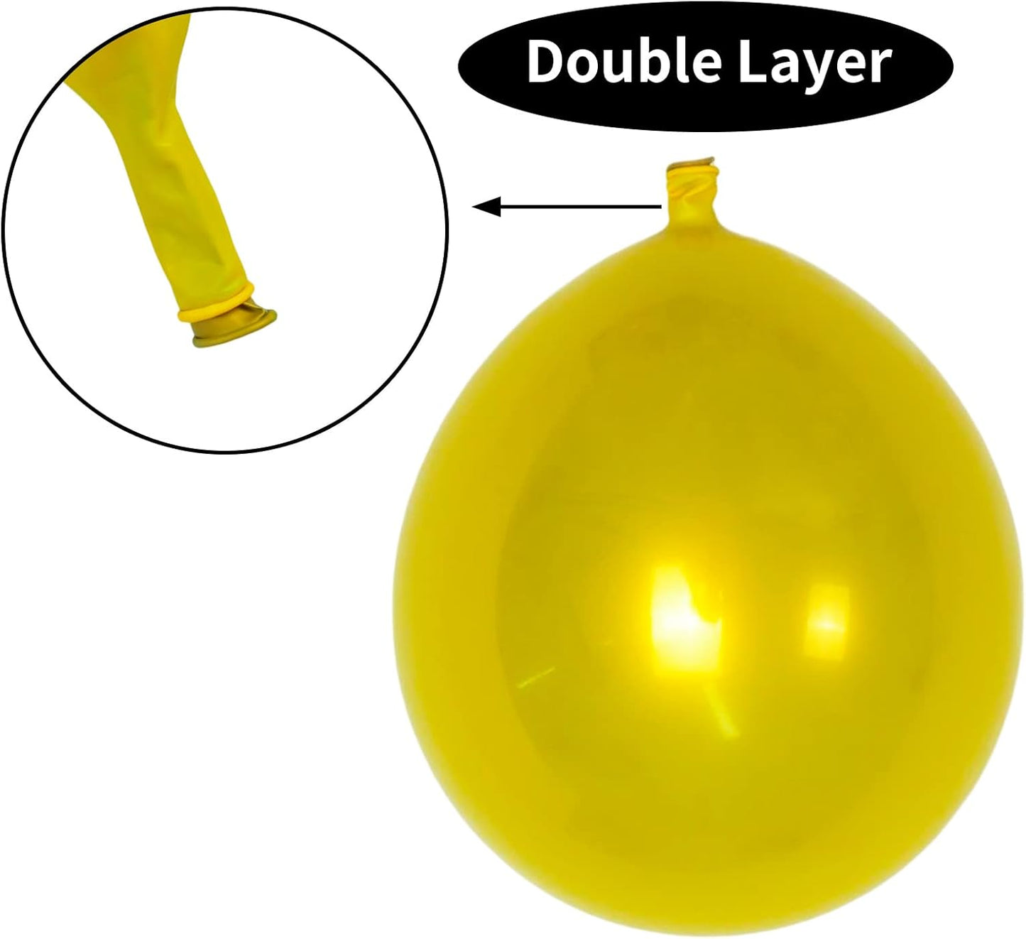 Chrome Yellow Balloons 12 Inch, Double-Layered Metallic Yellow Balloons, Shiny Thick Chrome Metallic Latex Helium Balloon for Birthday Wedding Graduation Party Decoration Supplies