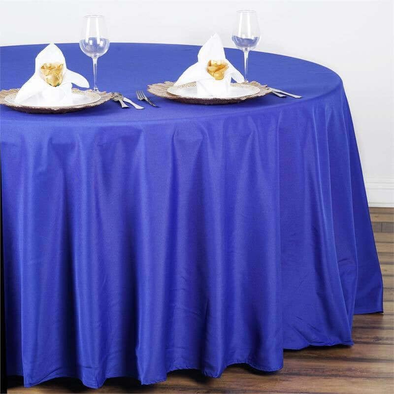 Efavormart Round Tablecloth, 108 Inch Stain & Wrinkle Resistant Washable Table Cloth, Decorative Polyester Fabric Table Cover for Banquet, Wedding, Dining- Royal Blue