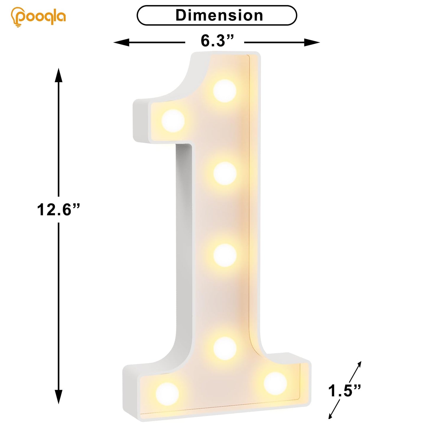 Pooqla 1st Birthday Decorations for Girls Boys, Large 12.6 in Tall Light Up Numbers for Party