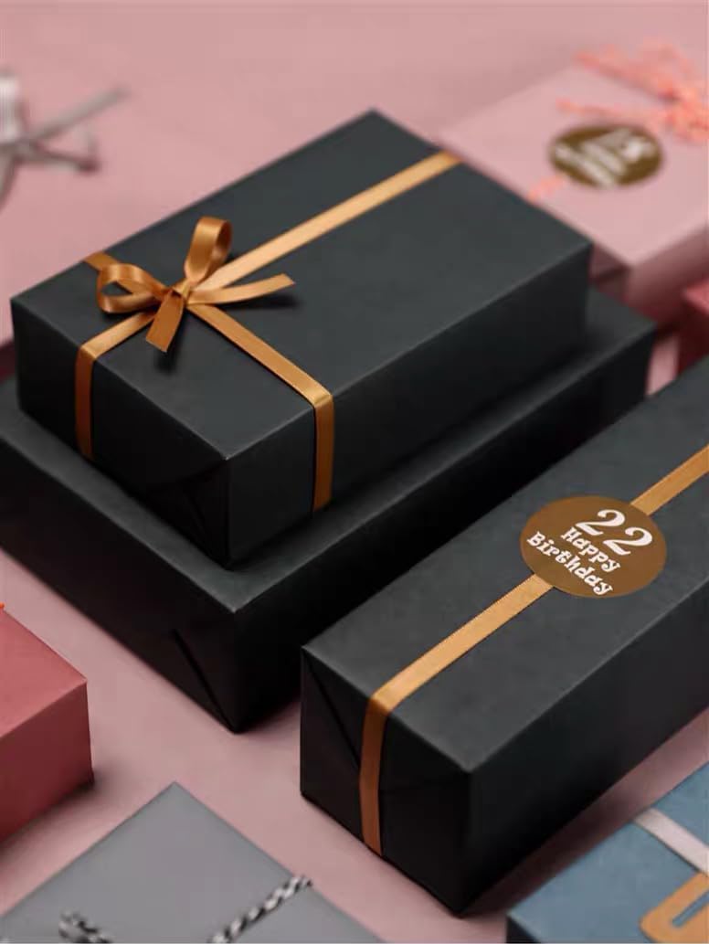 Vanhench 36" x 2400" (200') Black Wrapping Paper for Halloween/Birthday/Gifts/Bouquet Flower/Crafts, Black Construction Art Paper for Poster Bulletin Board