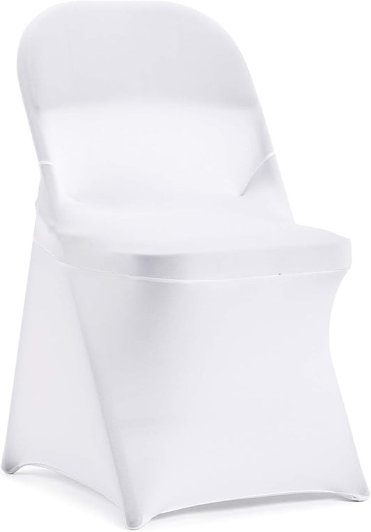 Peomeise Stretch Spandex Folding Chair Cover for Wedding Party Dining Banquet Event (White,6pcs)