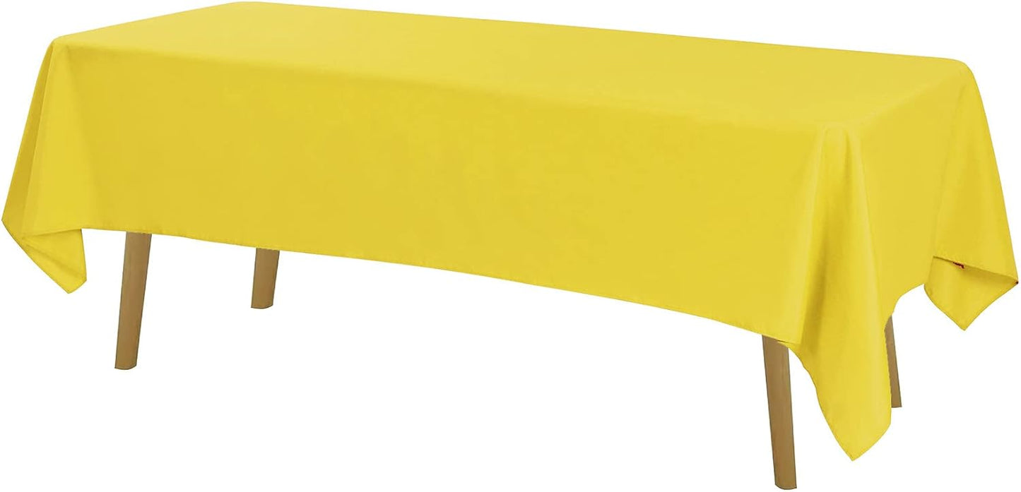 Rectangle Tablecloth 60x120 inch Washable Polyester Fabric Table Cloth for Wedding Party Dining Banquet Decoration（60x120, Yellow）