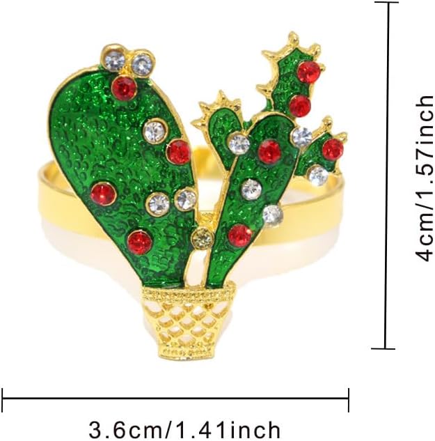 Cactus Napkin Rings Set of 6, Summer Wedding Party Napkin Holder Buckles, Thanksgiving Christmas Napkin Rings (Green, One Size)