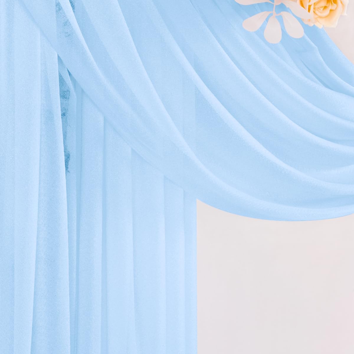 Baby Blue Wedding Arch Draping Fabric 2 Panels 29" x 20 FT Blue Wedding Drapes for Backdrop Sheer Curtain Drapes for Romantic Bridal Baby Shower Ceremony Birthday Party Fall Outdoor Events