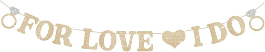 Wedding Decorations for Reception, Pre-Strung Bridal Shower Banner, Glitter For Love I Do Engagement Banner, Bride To Be Sign for Backdrop Ceremony Reception Bridal Shower Decorations
