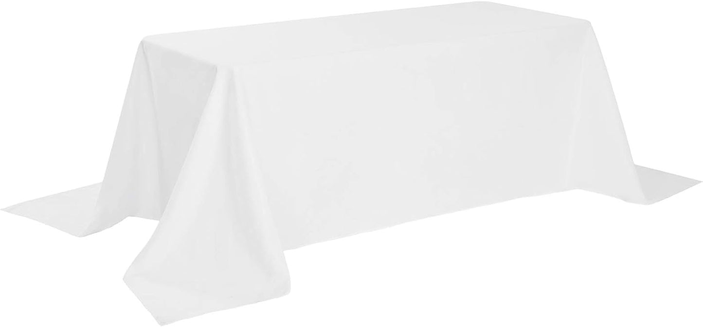 Rectangle Tablecloth 90x156 inch Washable Polyester Fabric Table Cloth for Wedding Party Dining Banquet Decoration（90x156, White）