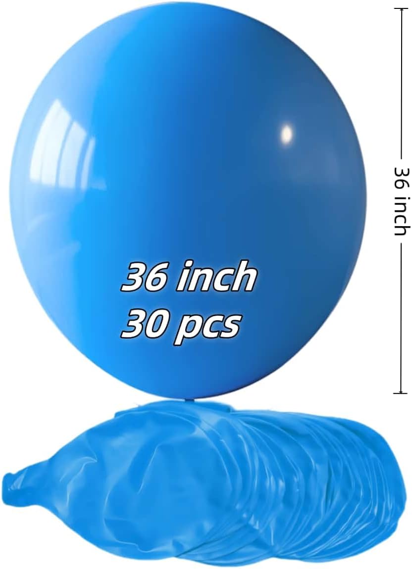 30 Pack Blue Balloons 36 Inch Blue Latex Large Balloons for Party Decorations and Events