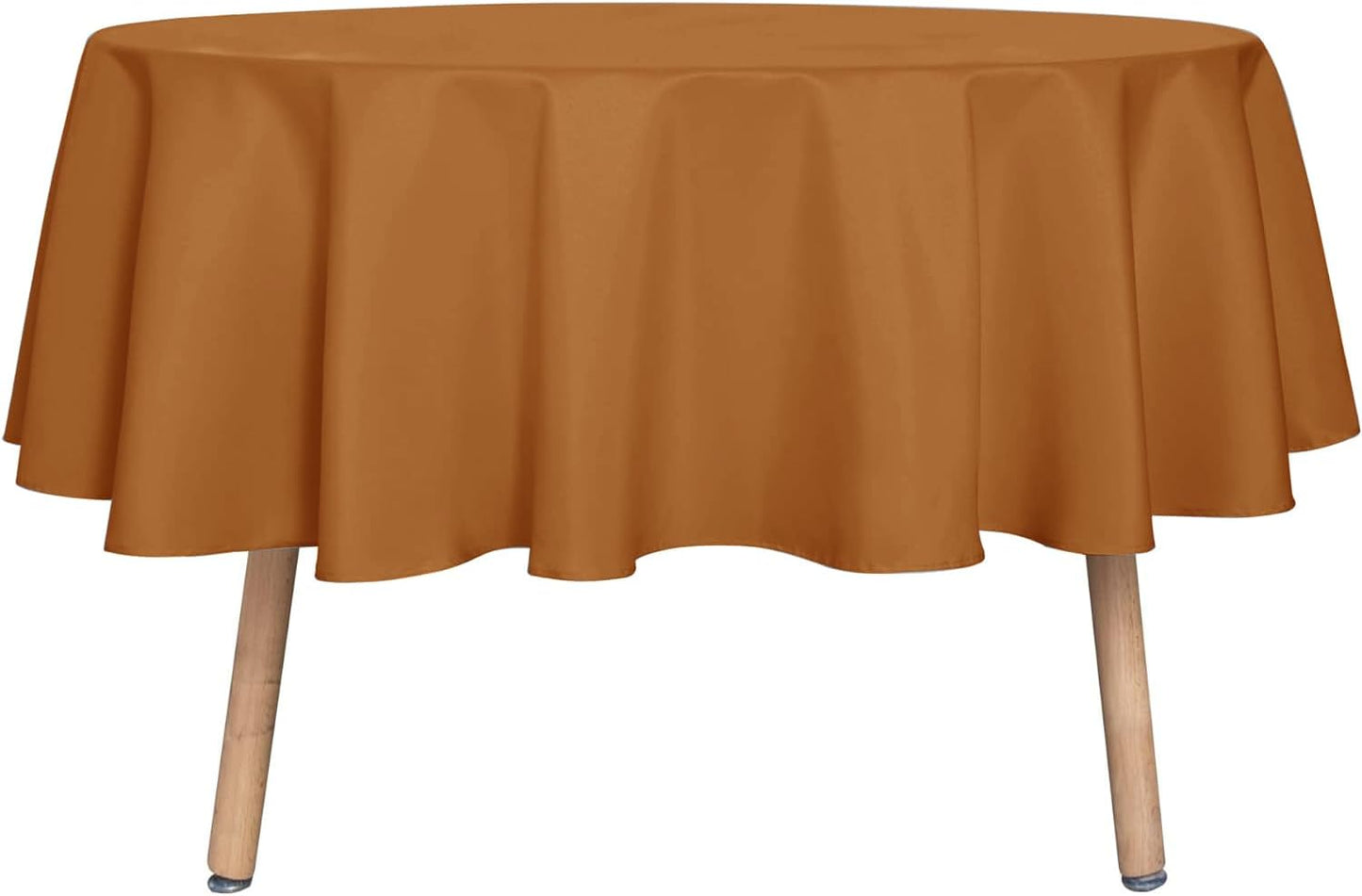 sancua Round Tablecloth 60 Inch(Fits 20-48 Inch Tables) - Water Resistant Spill Proof Washable Polyester Fall Table Cloth Decorative Fabric Table Cover for Dining Tables Thanksgiving Parties, Bronze