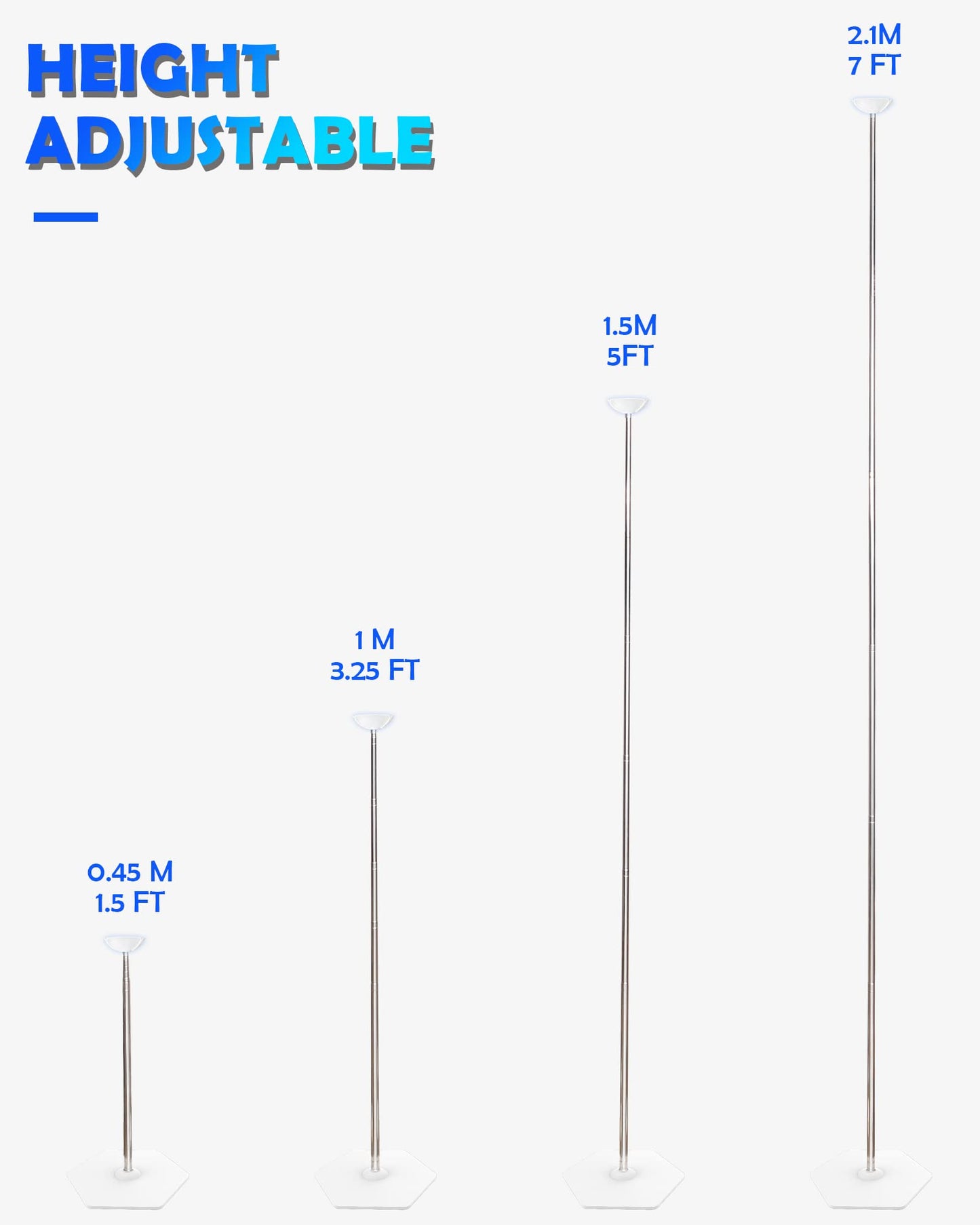 TekXYZ Telescoping Balloon Stand Set of 4, 1.5-7FT Adjustable Height
