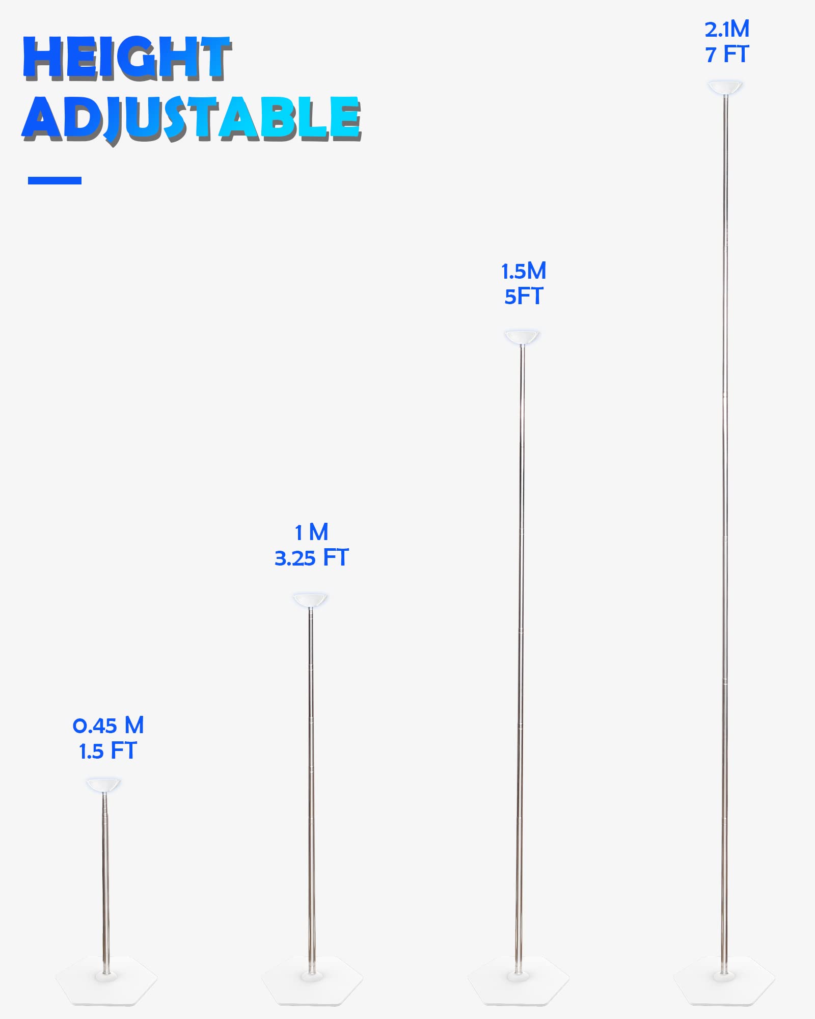 TekXYZ Telescoping Balloon Stand Set of 4, 1.5-7FT Adjustable Height