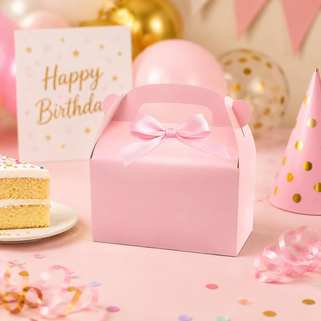 Oletx 30Pcs Pink Party Favor Treat Boxes Goodie Gable Paper Gift Box