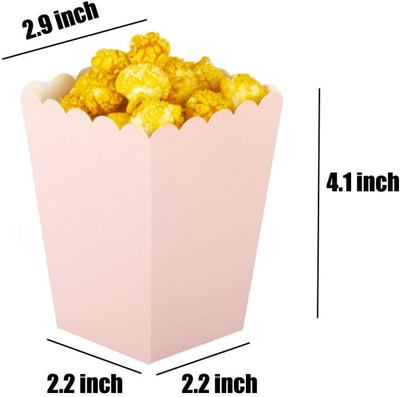 Pink Popcorn Boxes Mini Pack of 24, Paper Popcorn Container for Birthday Party, Graduation, Wedding, Carnival, Movie Night