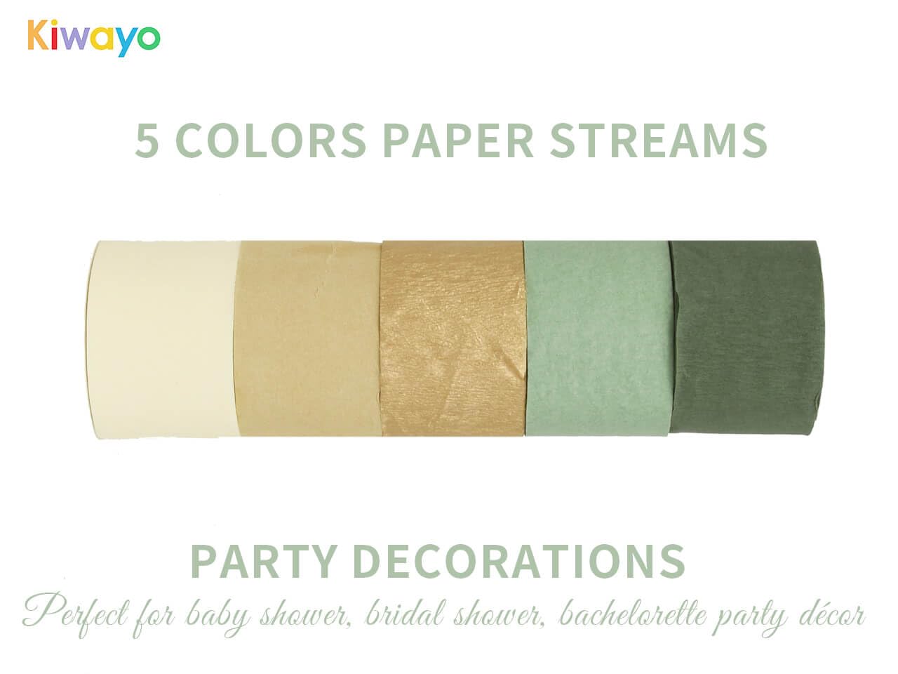 Kiwayo Birthday Baby Shower Decorations, Sage Green Gold Crepe Paper Streamers Party Decorations(5