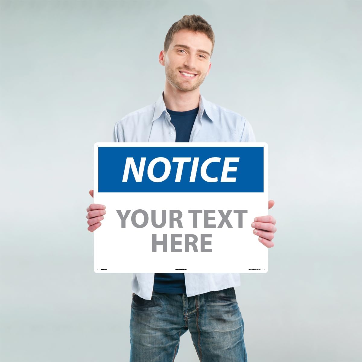 Custom OSHA Style Notice Sign 18" x 24" Plastic Sign, Customizable "Your Text Here", by AccuformNMC Made in USA