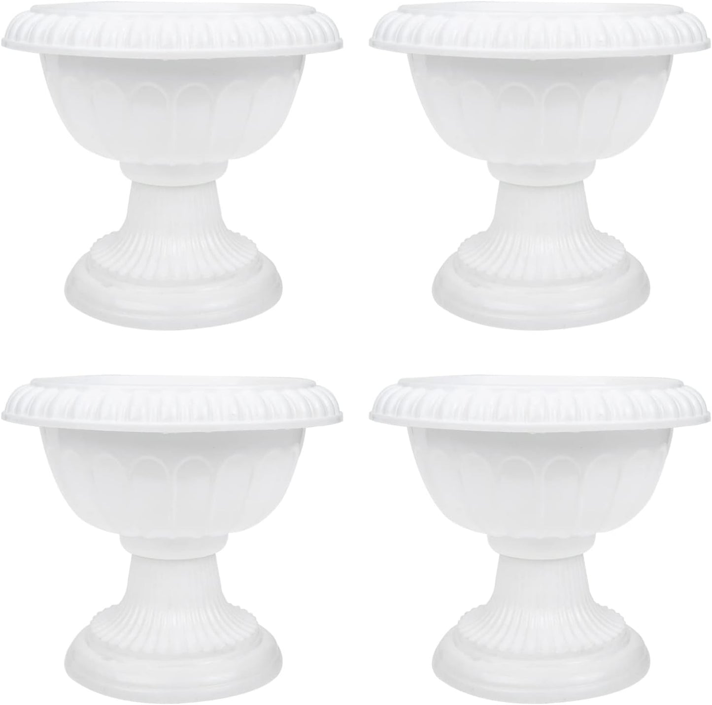 4pcs Mini Roman Style Flower Pots, Plastic Wedding Flower Containers, Decorative Pedestal Planters for Home, White, 6.29 x 6.29 x 5.51 Inch