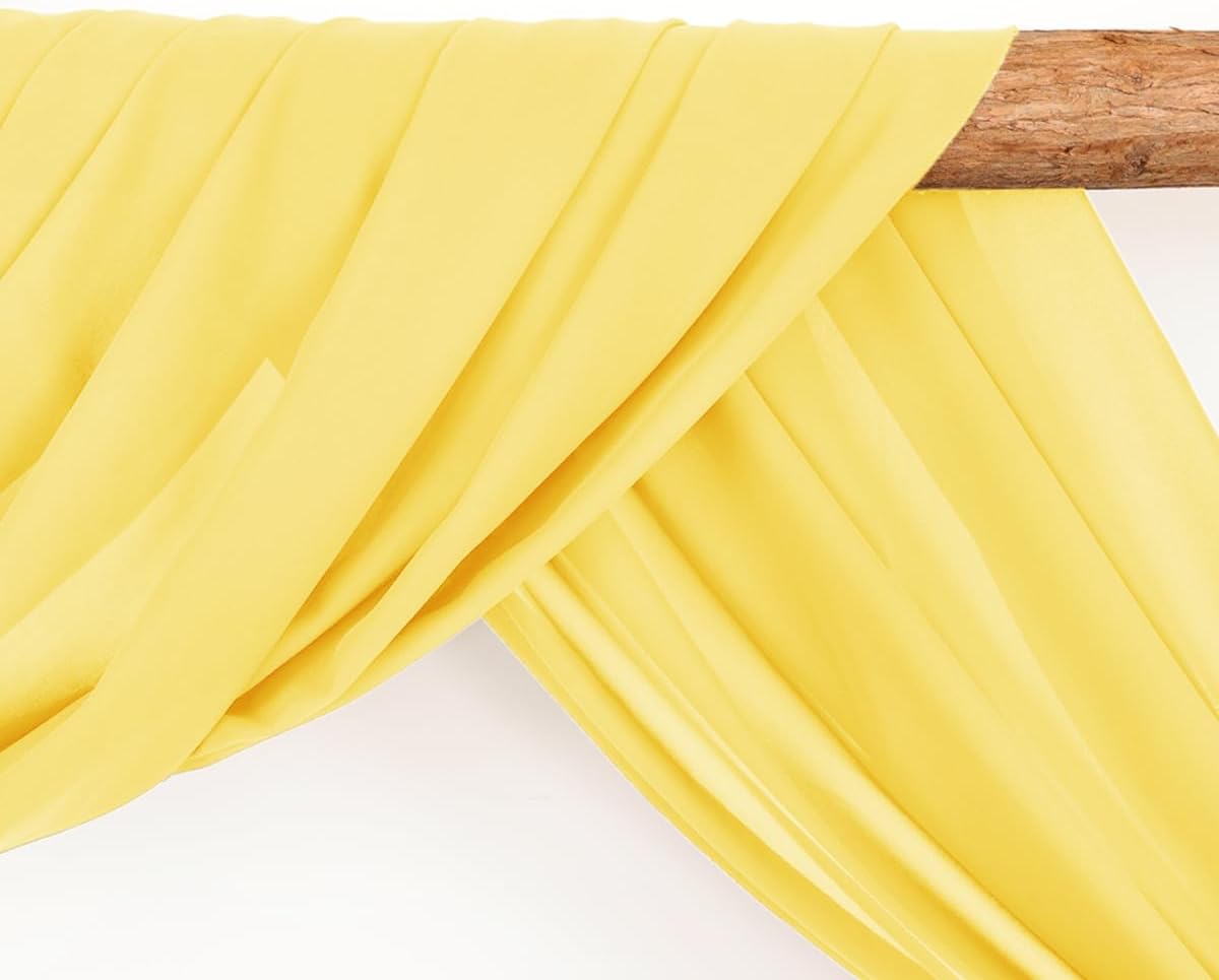 Wedding Arch Draping Fabric 2 Panels 30'' x 18FT Yellow Sheer Chiffon Arch Drapery for Photo Booth Bridal Shower Baby Shower Church Decor Newborn Photography Christening Outdoor Party