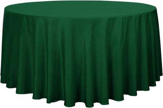 sancua Round Tablecloth - 120 Inch - Water Resistant Spill Proof Washable Polyester Table Cloth Decorative Fabric Table Cover for Dining Tables, Buffet Parties and Camping, Hunter Green