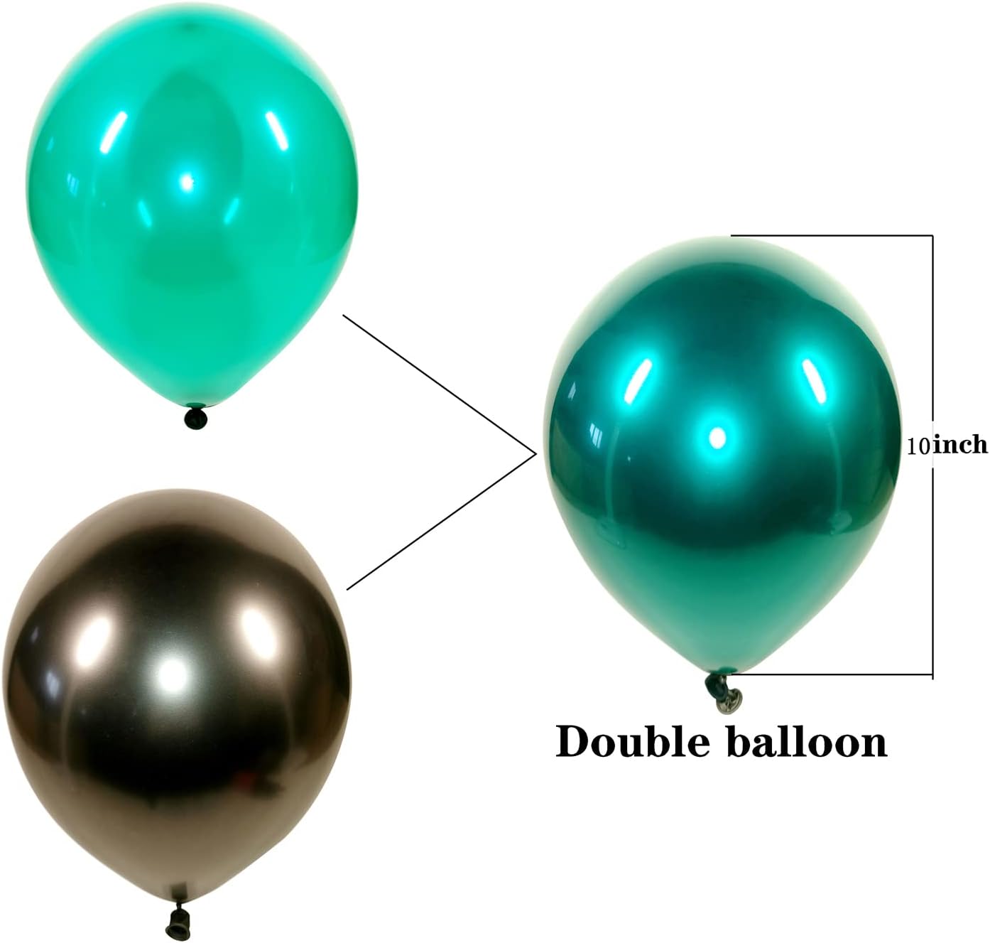 Metallic green balloons, 50 pcs 10 inches emerald green balloons Double layer green balloons are more durable suitable for wedding, birthday party balloon decoration