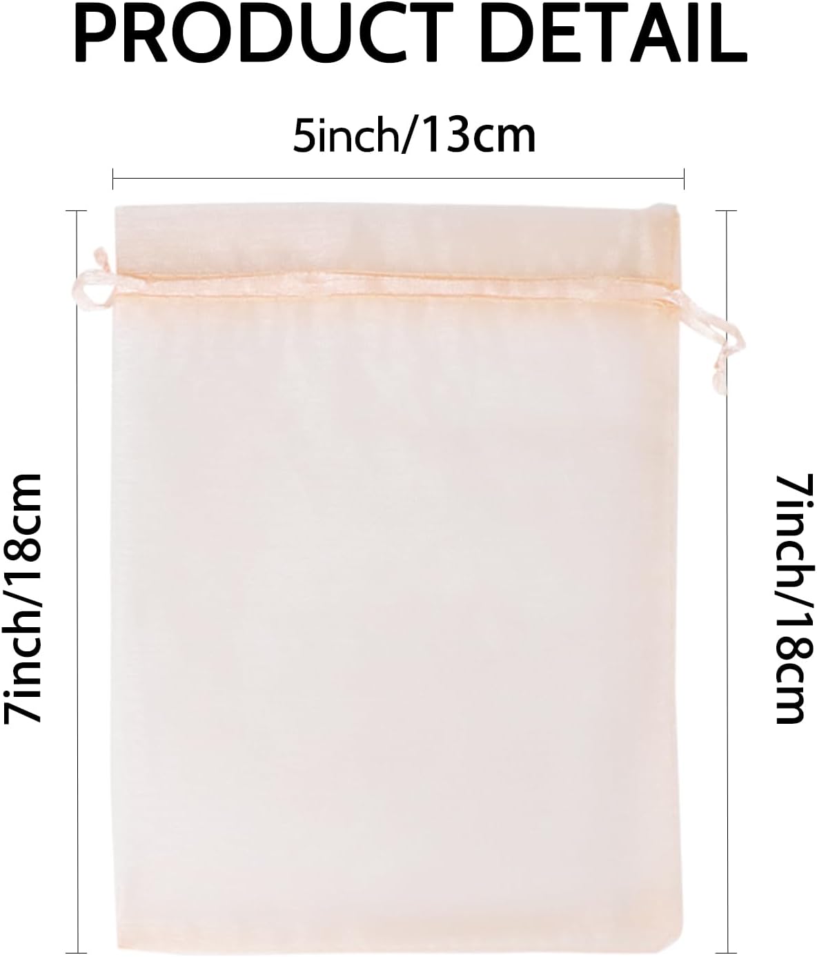 Wudygirl 100PCS Organza Bags Jewelry Bags Drawstring 5X7 Inch Favor Bags for Jewelry Candy Wedding Party(Peach 5X7)