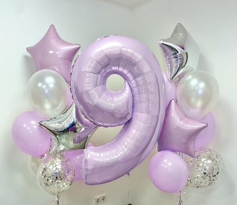 Dusty Purple 60th Birthday Balloons for Women, 40 Inch Light Purple Foil 60 Number Balloons Self Inflating, Pastel Lilac Birthday Balloons Numbers 6 and 0 for 6th 60th Anniversary Party Decorations