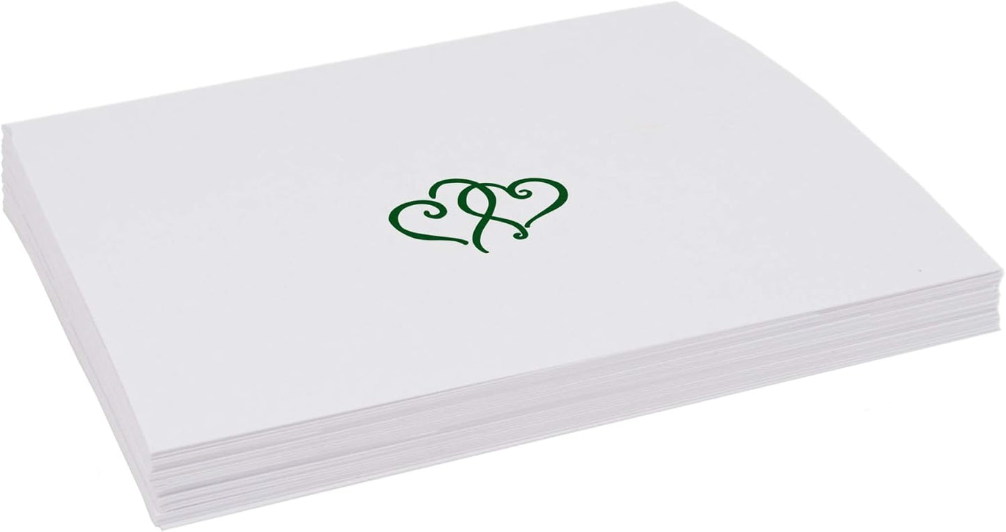 Linked Hearts Place Cards, Hunter Green (Choose Color), Set of 25, Pre-cut and Scored - Wedding, Party, Dinner, and Special Events - Made in the USA