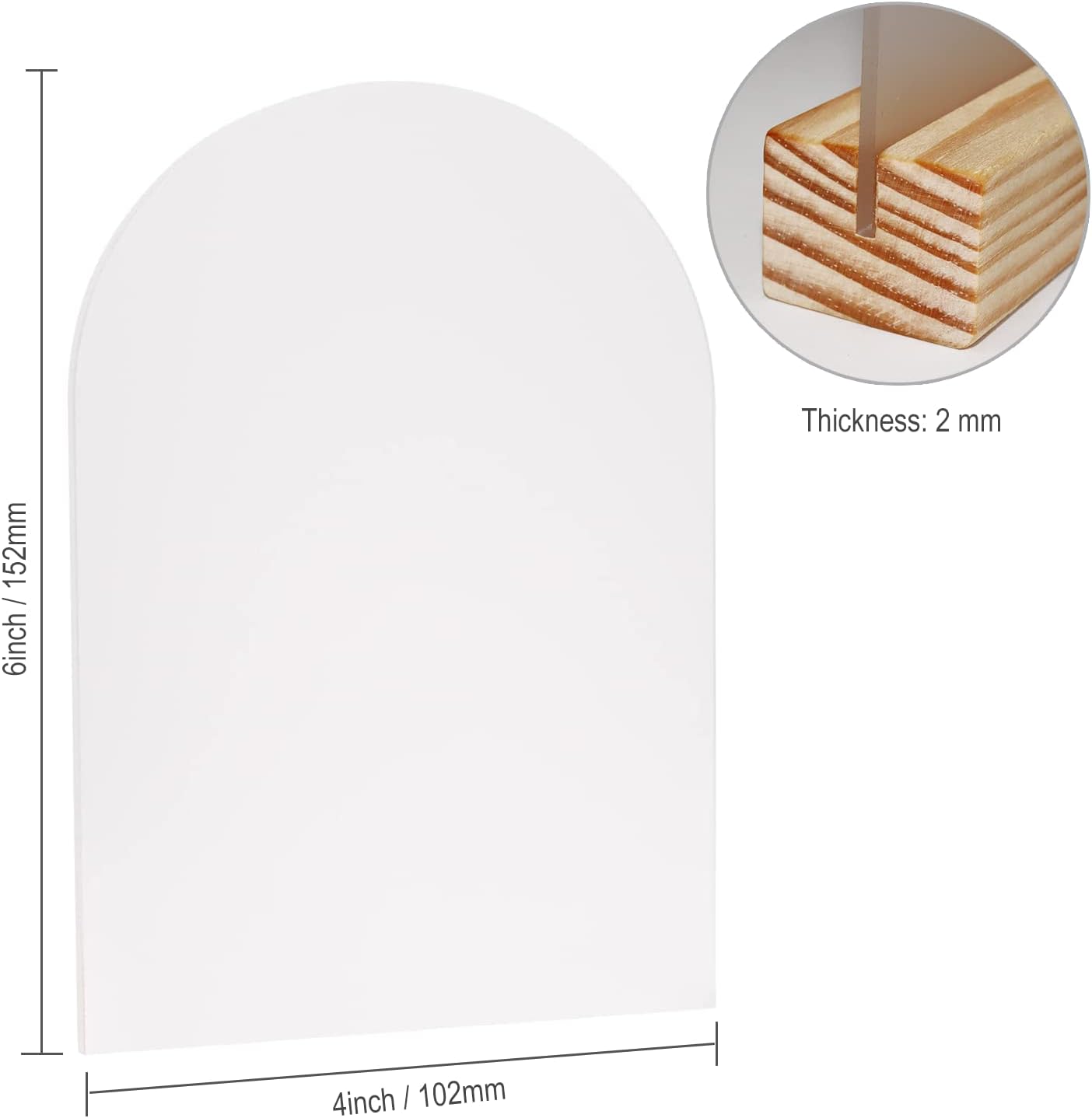 Frosted Blank Arch Acrylic Sign with Wooden Stands - 10 Pack DIY Customizable Sign Kit for Wedding Table Numbers, Restaurant Party Bridal Shower (4x6 Inch)