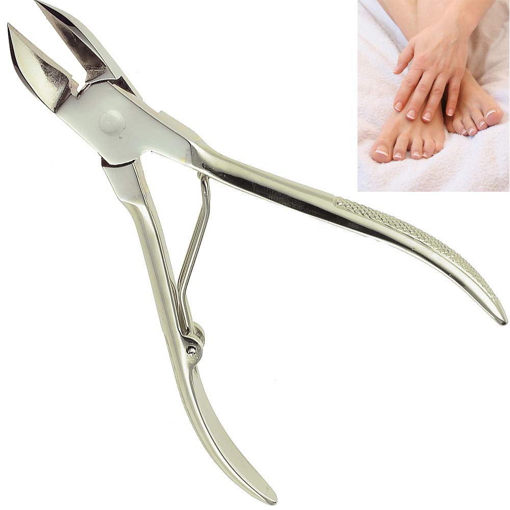 CS12 Professional 4" Fingernail Toenail Nipper/Clipper/Cutter for Manicure/Pedicure. Heavy Duty Precision Super Sharp Curved Stainless Steel 15mm Blade from Solingen Germany (Silver)