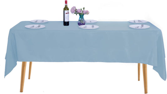 Ascoza 2pack 60x102 Inch Blue Mist Rectangular Tablecloth 6 Feet Table Cloth in Polyester Fabric for Wedding/Banquet/Restaurant/Parties