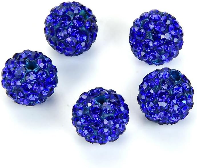 25pcs Adabele Grade A Suncatcher Crystal Rhinestone Pave Loose Beads 12mm Sapphire Blue Polymer Clay Disco Ball Spacers Compatible with Shamballa All Craft Jewelry Making DB12-13